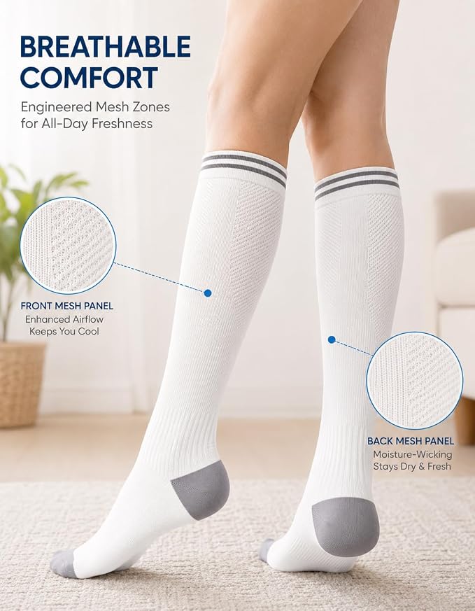 ACTINPUT Copper Compression Socks Men & Women 4 Pairs,Best Support for Nurses,Running,FLying,Athletic - Image 4