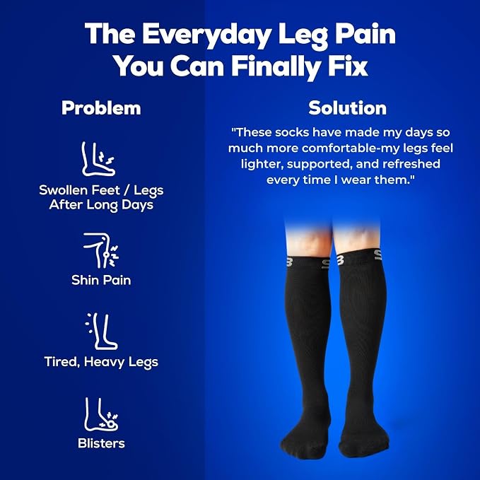 SB SOX Compression Socks for Men & Women (15-20mmHg) | Best Compression Socks for Flying, Medical, Sports, Wide Calf Fit, Pregnancy, and Daily Wear - Image 5