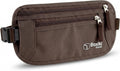 Money Belt for Travel with RFID Blocking Technology - Hidden Travel Money Pouch for Cash, Credit Cards, Passport, and Travel Valuables - Secure Water Resistant Money Belt for Men and Women (Brown) by BoxikiTravel