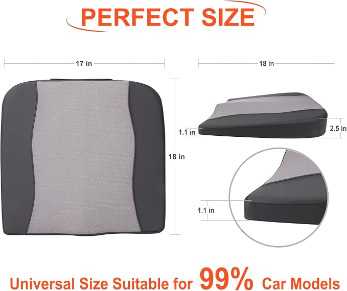 Lofty Aim Car Seat Cushion, Memory Foam Car Seat Cushions for Long Driving | Comfy Car Seat Pillow for Pain Relief, Driver Seat Cushion Adds Height, Butt Cushion for Car, Truck, Office Chair, B&G - Image 7