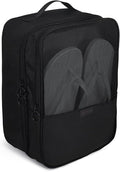 Black Shoe Bag for Travel, 2 Layers Waterproof Shoes Organizer | Holds 3 Pairs,Trolley Strap,Easy Clean Lining,Leak Proof,Dual Zippers by Aosbos