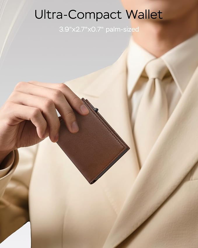 2026 Wallet for Men with RFID Blocking Pop Up Card Holder | Practical & Functional Front Pocket Wallet, Slim Minimalist Trifold, Holds 9-11 Cards and Cash, Premium Leather, Gift for Men - Image 6