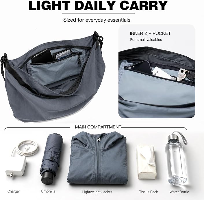Lightweight Foldable Nylon Crossbody Bag,Compact Polyester Packable Tote,Collapsible Handbag for Travel,Gym,Shopping - Image 6