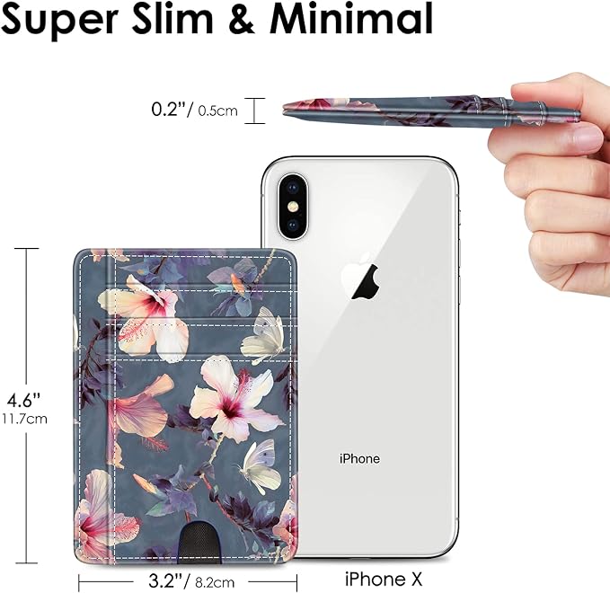 FINTIE Slim Front Pocket Wallet, RFID Blocking Credit Card Holder | Minimalist Card Cases with ID Window for Men Women, blooming hibiscus - Image 6