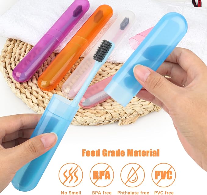 6 Pack Travel Toothbrush Case, Breathable Portable Toothbrush Holder, Plastic Toothbrush Cover Container for Traveling, Bathroom, School, Home, Business, Camping - Image 3