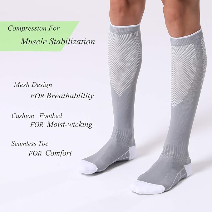 FITRELL 3 Pairs Compression Socks for Women and Men 20-30mmHg-Circulation Support Socks - Image 2