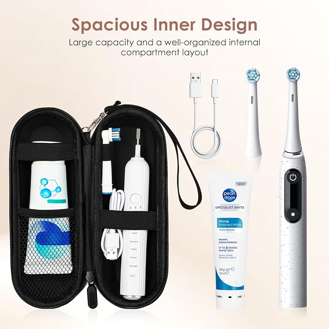 Electric Toothbrush Travel Case, compatible with Oral-B/Oral-B Pro 1000, 1500, 5000, 7000, 7500, 6000, 9600; Philips Sonicare 4100, 5100, 1100, 6100, 5300; Oral-B iO electric toothbrush - Image 6