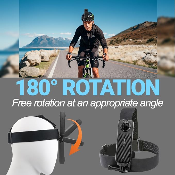 Accessories Set for Insta360 X5 X4 X3 X2 X, Head Strap Mount + Chest Mount Harness + Backpack Clip Holder + 360°Rotating Wrist Strap Compatible for GoPro Hero, DJI OSMO Action Camera and AK ASO - Image 2