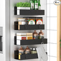 HuggieGems Metal Magnetic Spice Rack for Refrigerator Black, 4 Pack | Magnetic Shelves Heavy Duty for Fridge in Kitchen, Seasoning Storage Organizer, For Oven Washer and Dryer, For Heavier Items by HuggieGems