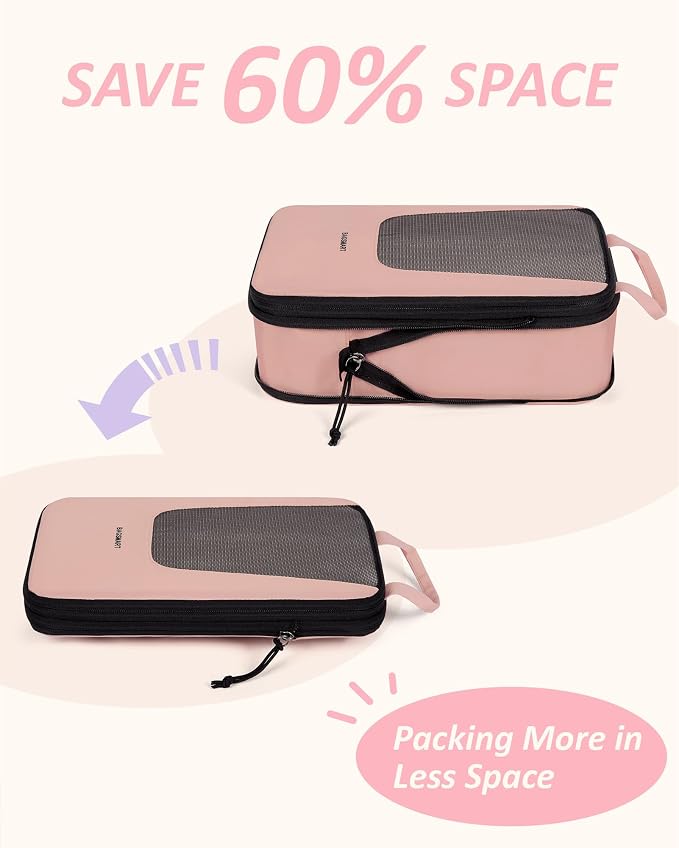 BAGSMART Compression Packing Cubes for Travel, 6/5/4set Lightweight Packing Organizers, Summer Travel Essentials Suitcase Organizer Bags Set - Image 4