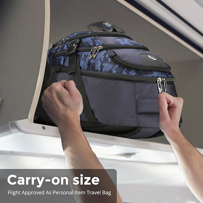 Swissdigital Design Laptop Backpack with USB Charging Port, Travel Backpack Fits 15.6 inches Computer, 31L College School Backpack for Men, Blue Camo | SD803-92 - Image 6