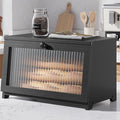 Kitsure Wooden Bread Box for Kitchen Countertop, 1-Tier, Black | Large Capacity Kitchen Countertop Organizer, Stylish Bread Storage with Window, Multi-functional Container by Kitsure
