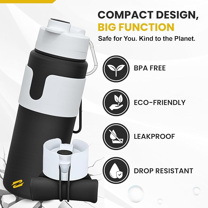 Collapsible Water Bottles – BPA-Free Silicone, Leak-Proof & Lightweight Foldable Water Bottle for Travel, Hiking, Camping, Sports & Everyday Use – Compact, Reusable, Portable, Easy Clean - Image 4
