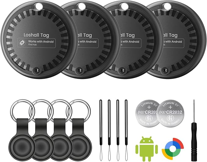 Air Tags for Android,Air Tags-4 Pack Android,2 Year Battery Life,Air Tracker Tags with 4 Case,Google Find Trackers for Google'S Find Hub App,IP65 Waterproof Luggage Tracker for Keys by Unknown
