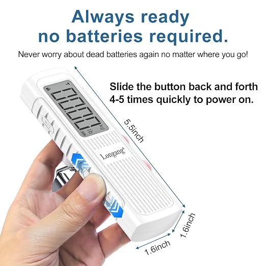 Battery-Free Digital Luggage Scale, 110lbs/50kg Portable Handheld Hanging Scale for Luggages, Suitcases, Backpacks & Bags, Easy Weighing for Travel, No Need Batteries (White) - Image 3
