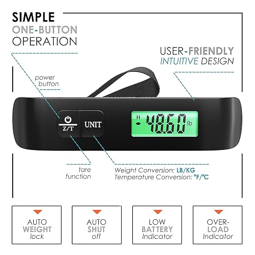 TravelArim Portable Luggage Scale Travel Digital, 110lb/50kg Suitcase Luggage Weight Scale with Hook, Backlight LCD Display with Battery Included - Image 5