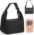 Relavel Portable Makeup Bag for Travel, Separate Makeup Brush Compartment | Cosmetic Shoulder Bag with Removable Buckle, Compact Toiletry Organizer Storage with 3 Small Pockets, Easy to Clean by Relavel