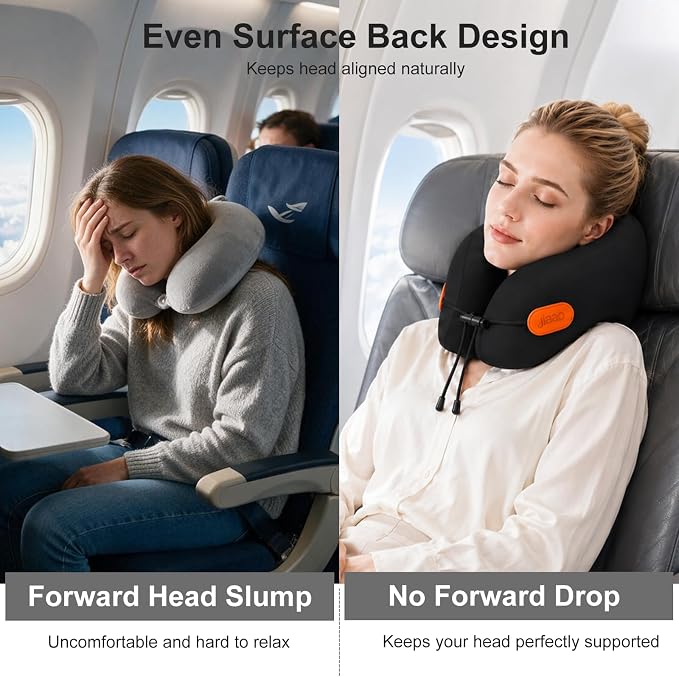 Ergonomic Travel Pillow,100% Memory Foam Travel Neck Pillow for Airplanes | 360° Neck & Chin Support Airplane Pillow For Long Flights,Airplane Travel Essentials With 3d Eye Mask, Earplugs,Carry Case - Image 10