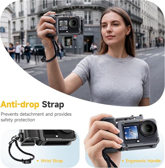 7RYMS 7RIG SC2 Street Grip Kit for DJI Osmo Action 6(Case+Handle Grip) | Quick Release, Cold Shoe, Lens Cover, Wrist Strap, Grip Holder for Street Photography, Vlogging, Video Recording - Image 7