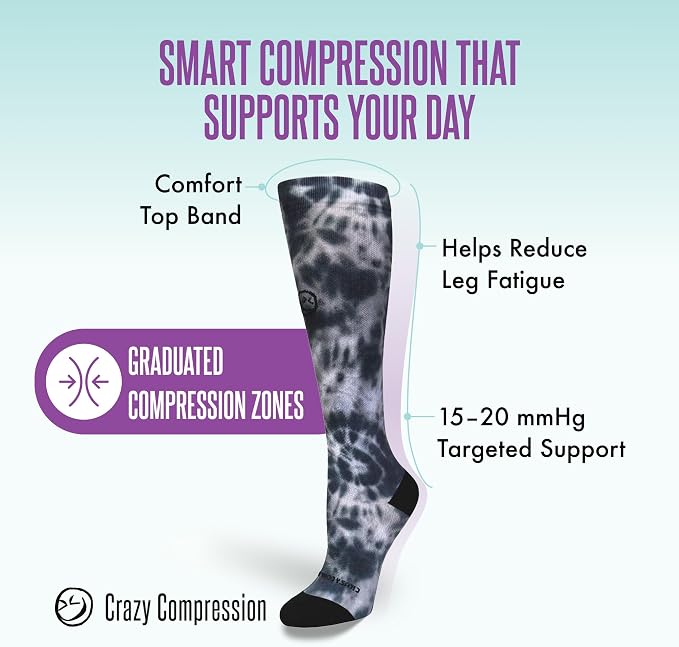 Crazy Compression Socks, Comfortable Support Socks for Recovery, Travel, Hiking, and Long-Hour Comfort w/Fun Designs - Image 3