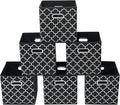 Fabric storage bins Cubes, Fabric Cube Organizer with Handle, Foldable Cube Bins for Cloth or Accessary Storage, 11x11x11 set of 6,Black Light by Yunkeeper