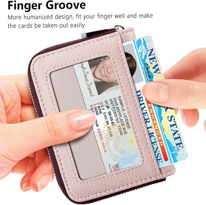 FurArt Zipper Wallet Women RFID Credit Card Holder keychain Wallet | ID Window RFID Blocking Compact Small business 15/16 slots - Image 2