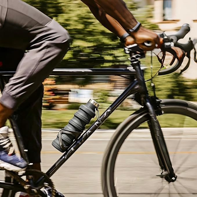 YCT Collapsible Water Bottle 17oz（500ml），Travel Portable Sport Water Bottle，Reusable Silicone Foldable Water Bottles for Gym Camping Hiking (Orange) - Image 6