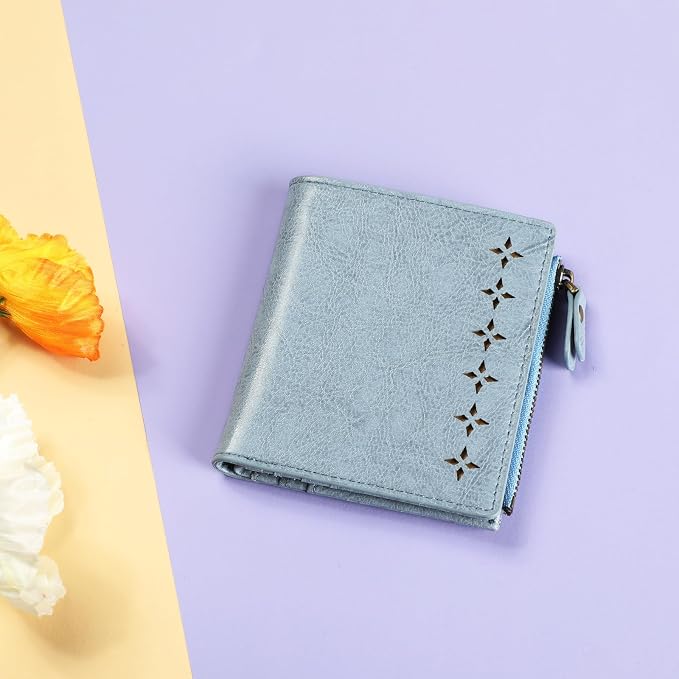 Ultra Thin Small Compact Leather Womens Girls Wallets RFID Blocking Credit Card Holder for Women - Image 7