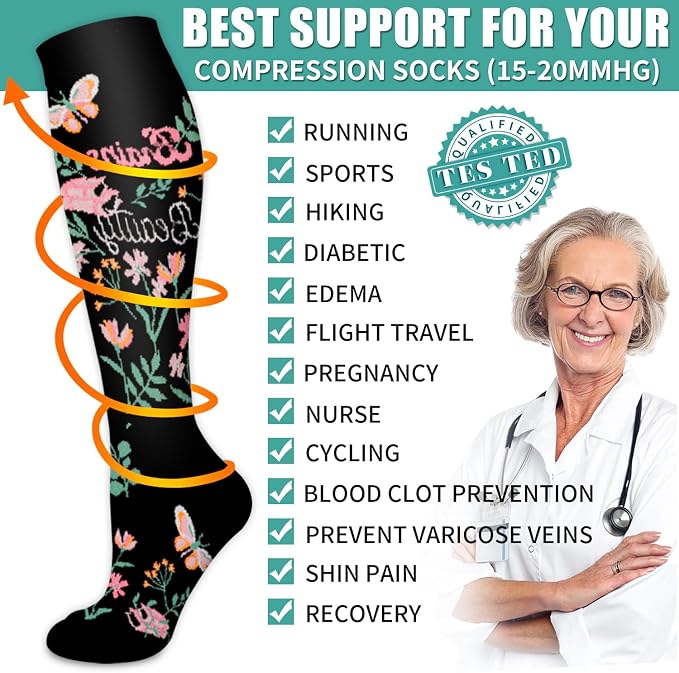 3 Pack Medical Compression Sock-Compression Sock For Women and Men Circulation -Best for Running,Nursing,Athletic Sports - Image 5