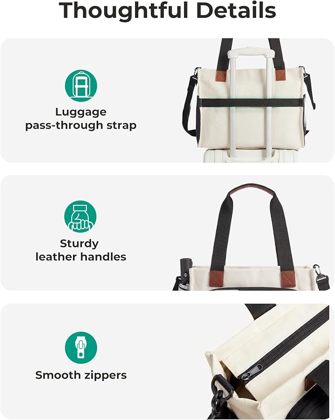 BAGSMART Canvas Tote Bag for Women, Small Work Tote Bag with Zipper | 30oz/40oz Tumble & 11 Pockets Travel Tote, Teachers/Nurses, Lightweight Canvas or Water-Resistant Puffer Taslon Crossbody Bag - Image 6