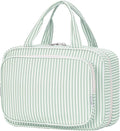 Narwey Striped Travel Toiletry Bag for Women Large Hanging Makeup Bag Organizer Toiletries Bag for Full Size Essentials Accessories Cosmetics (Mint Green Stripe (Large)) by Narwey