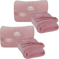 BlueHills Premium Soft 2 Pack Mini Travel Blanket Pillows Dusty Rose Pink | Luggage Belt & Backpack Clip, Lightweight, Ultra Soft Plush Pouch, 2 in 1 Blankets Combo, Airplane Accessories, Compact Case by BlueHills