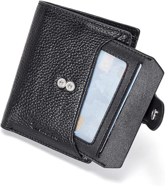 BOSTANTEN Leather Womens Wallet Small RFID Blocking Credit Card Holder | Removable ID Window, Zipper Coin Pocket, Bifold, Minimalist, Fits Small Purses, Daily Use, Ladies Gifts, Black - Image 6