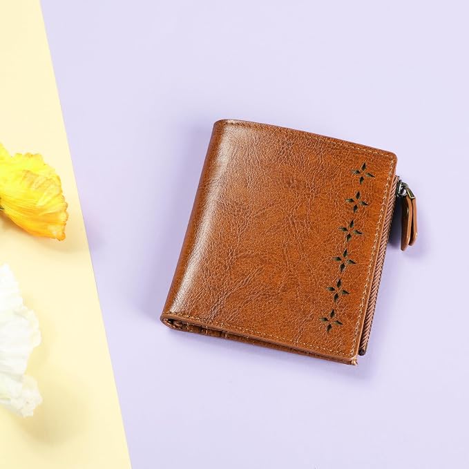 Ultra Thin Small Compact Leather Womens Girls Wallets RFID Blocking Credit Card Holder for Women - Image 5