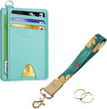 Slim Minimalist Front Pocket Wallet & Wristlet Keychain Lanyard Bundle - RFID Blocking Card Holder with Detachable D-Shackle & Key Holder with 2 Keyrings by Ecovision