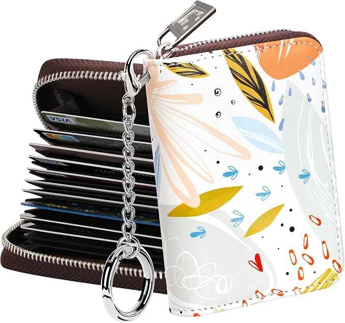 FurArt Zipper Wallet Women RFID Credit Card Holder keychain Wallet | ID Window RFID Blocking Compact Small business 15/16 slots by FurArt
