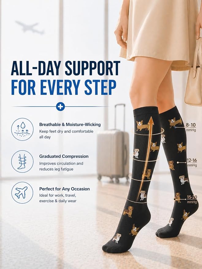 ACTINPUT Compression Socks for Women&Men 15-20mmHg Medical Knee High Support for Seniors,Pregnancy,Flight,Nurse&Circulation - Image 3