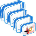 AURUZA Clear Makeup Bag,Portable Travel Toiletry Bags with Zipper, TSA Approved Clear Organizer Bags, PVC Cosmetic Pouch for Airport Airline Compliant (4 Packs Blue) by AURUZA
