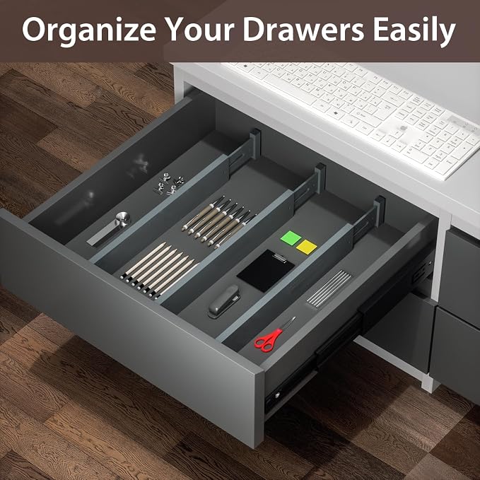 4 PCS Drawer Divider, 17"-22" Adjustable Bamboo Drawer Dividers Organizers, Expandable Separators for Kitchen, Clothes, Dressers, Home, Office, Gray - Image 5