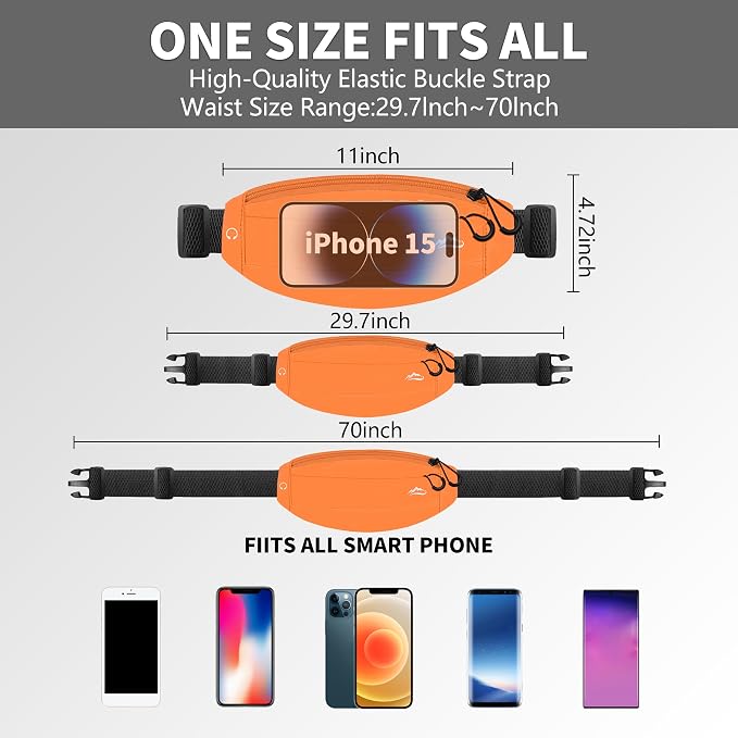 Running Fanny Pack Whole Bag Reflective, Running belt for Women &Men,Sweatproof Phone Holder Workout, Running Waist Pack (orange) - Image 2