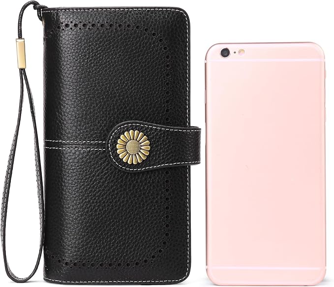 SENDEFN Wallets for Women Leather Credit Card Holder with RFID Blocking Large Capacity Wristlet | with RFID Blocking - Image 5