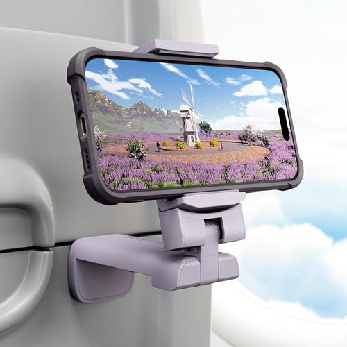 Airplane Travel Essentials Phone Holder, Klearlook Christmas Stocking Stuffers Phone Mount with Multi-Directional 360° Rotation, Travel Must Haves Handsfree Gadgets for Flying, Table or Outdoor-Lilac by KlearlookMaximizedClarity