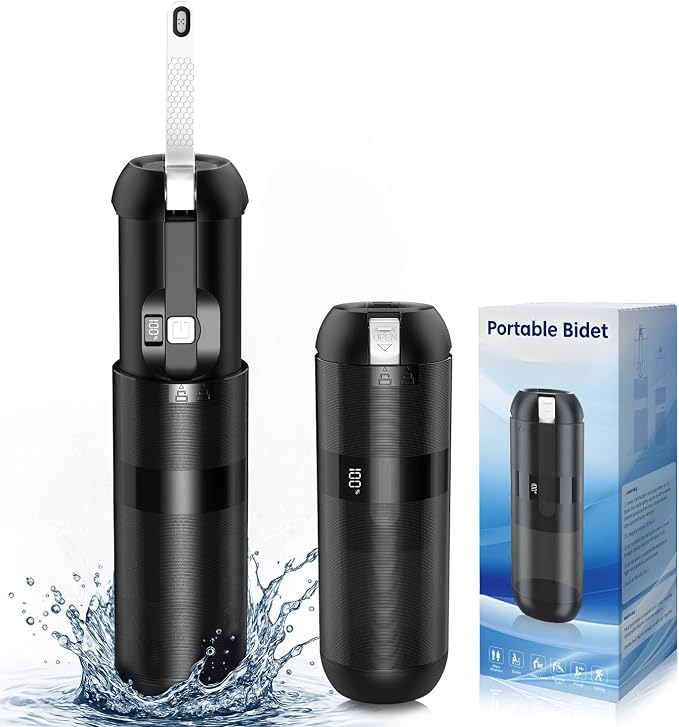 Portable Bidet for Travel - Electric Travel Bidet with 180° Adjustable Nozzle, 2 Spray Modes & IPX7 Waterproof | Rechargeable Personal Hygiene Solution for On-The-Go Adults by Unknown