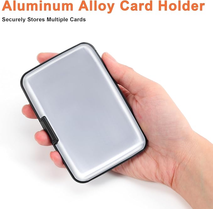 Mayski 2 Pack Credit Card Holder for Women RFID Blocking Wallet, Silver | Card Wallets for Women Small Mini Business Metal Accordion Aluminum Alloy Hard Case for Men - Image 3