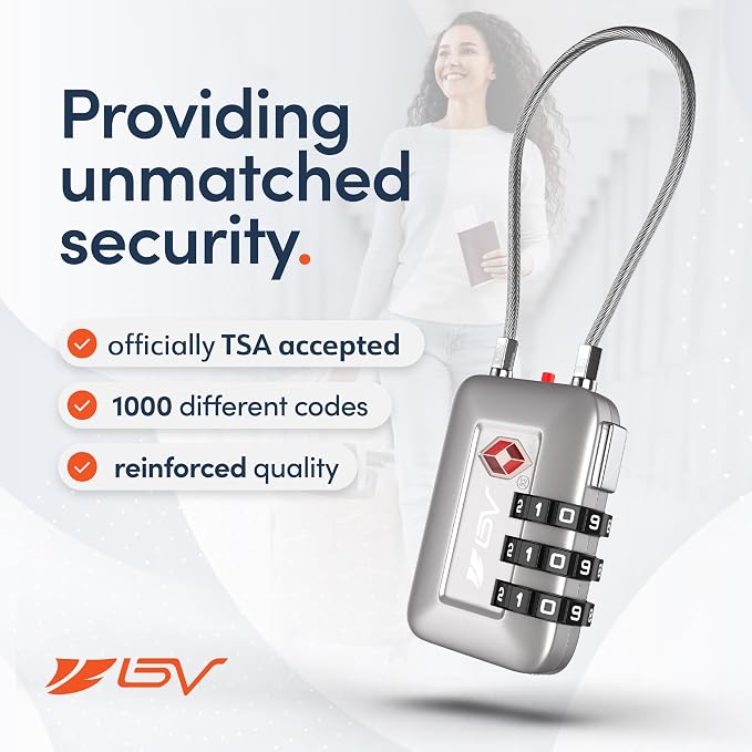 TSA Accepted Luggage Travel Lock, Set-Your-Own Combination Lock for School Gym Locker, Luggage Suitcase Baggage Locks, Filing Cabinets, Toolbox, Case (Silver, 2 Pack) - Image 4