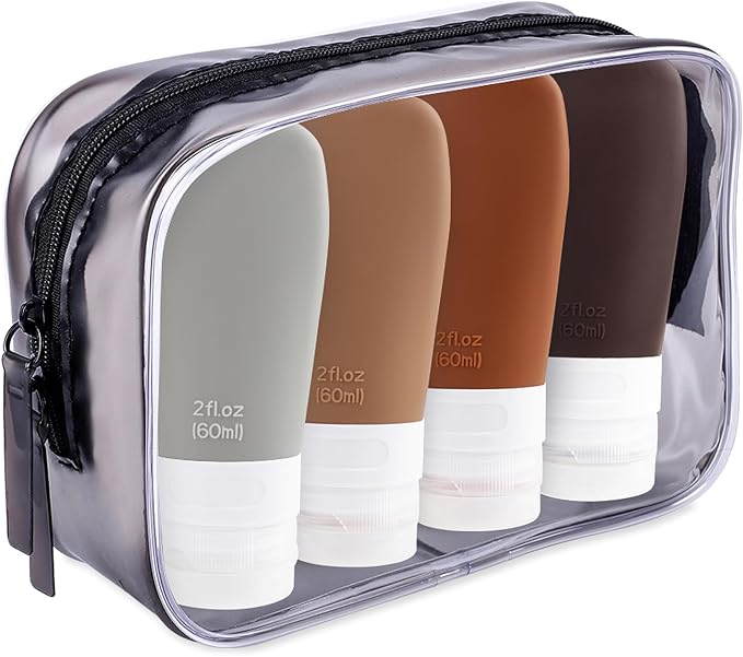 INSFIT Travel Bottles for Toiletries, TSA Approved 3oz Travel Size Containers, BPA Free Leak Proof Squeezable Silicone Tubes for Shampoo Conditioner Lotion Body Wash with Labels by INSFITPortableTravelBottles