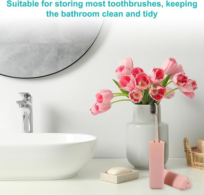 uxcell 2Pcs Travel Toothbrush Case, 8.27 x 1.38 Portable Travel Toothbrush Holder, Plastic Toothpaste Container for Bathroom, Gym, Business Trip, Camping, Pink - Image 6