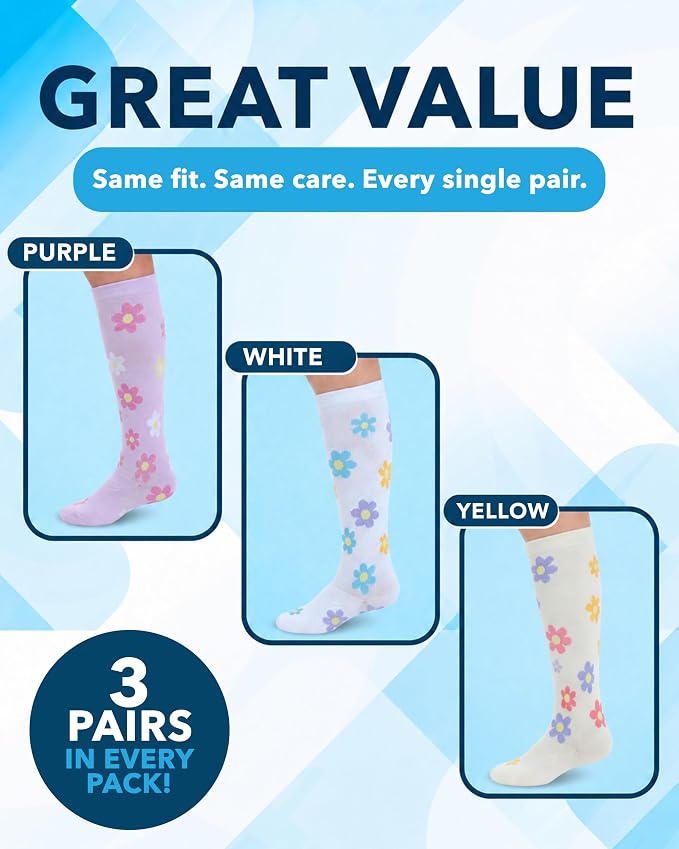 Doctor's Select® Bamboo Viscose Light Compression Socks for Women & Men - 3 Pairs, 8-15 mmHg Compression Socks, Knee High - Image 5