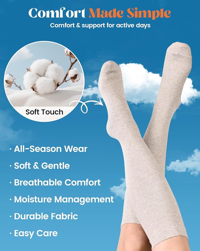 LEVSOX Cotton Compression Socks for Women Men 20-30 mmHg Knee High Cute Support Sock for Nurses Flying Pregnancy - Image 2
