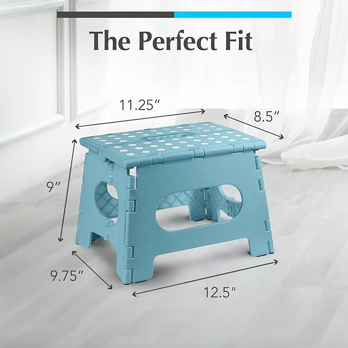 Handy Laundry Folding Step Stool 9 Inch, Teal, Non-Slip Holds 300 lbs | 9 Inch, Teal, Foldable Collapsible Step Stool, Non-Slip, Holds 300 lbs, Kitchen Bathroom Bedroom, Adults - Image 5